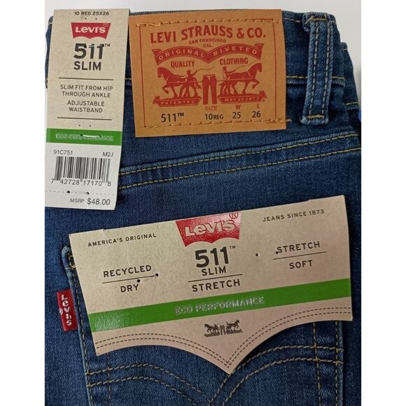 Levi's 511 Slim Flex Stretch 10 Reg. Boy's Blue  Jeans Sz. 25 x 26 - Picture 7 of 8